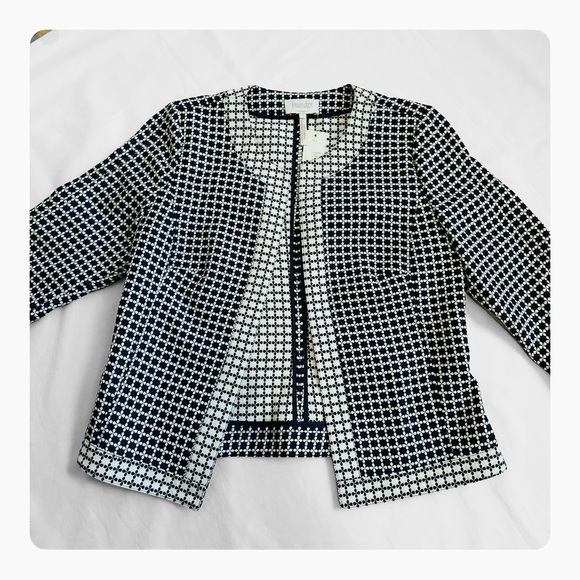 ★ NWT Laundry by Shelli Segal Structured Open Blazer - Navy Blue/White ★ - Picture 8 of 16